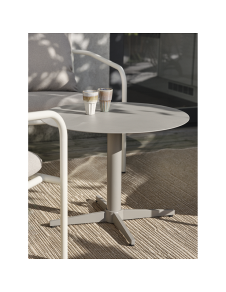 Mesa de Centro Exterior MILL Ø75 cm, Aluminio / Caqui - Brafab