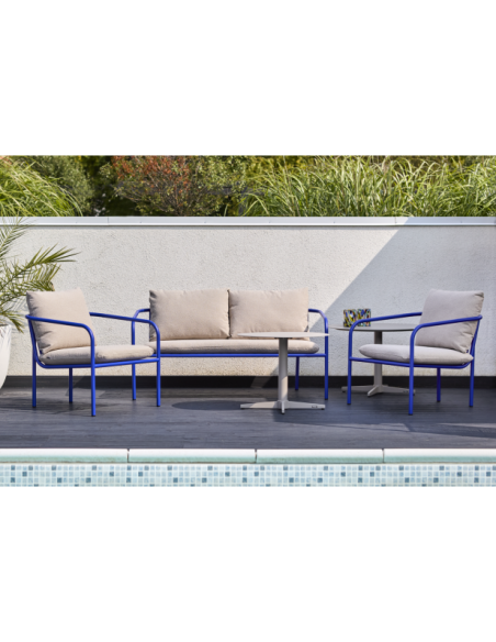 Mesa de Centro Exterior MILL Ø75 cm, Aluminio / Caqui - Brafab