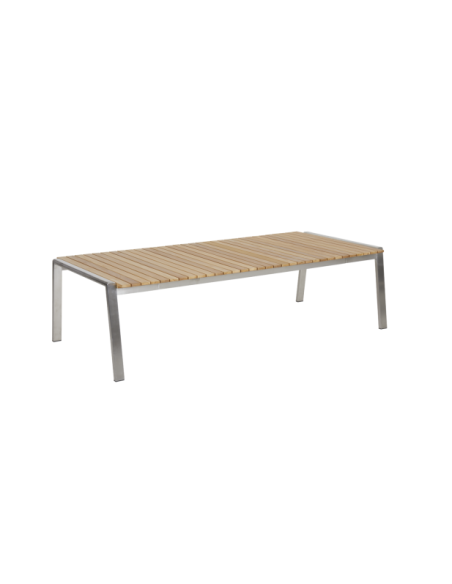Mesa de Centro Exterior NAOS 140x75 cm, Acero Inox, Madera de Teca / Natural - Brafab