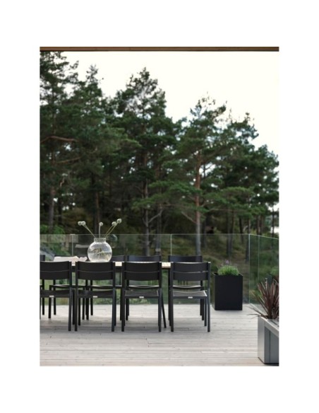 Mesa Extensible Exterior NAOS 220/320x100 cm de Comedor, Acero Inox, Teca FSC / Negro / Natural - Brafab
