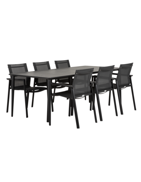 Mesa Exterior NIMES 200x97 cm de Comedor, Aluminio / Negro - Brafab