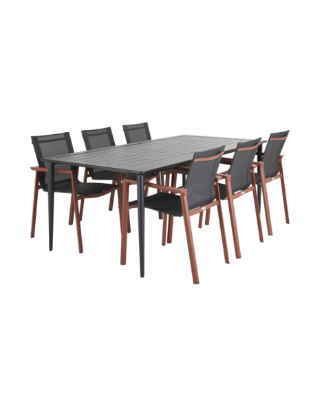 Mesa Exterior NIMES 200x97 cm de Comedor, Aluminio / Negro - Brafab