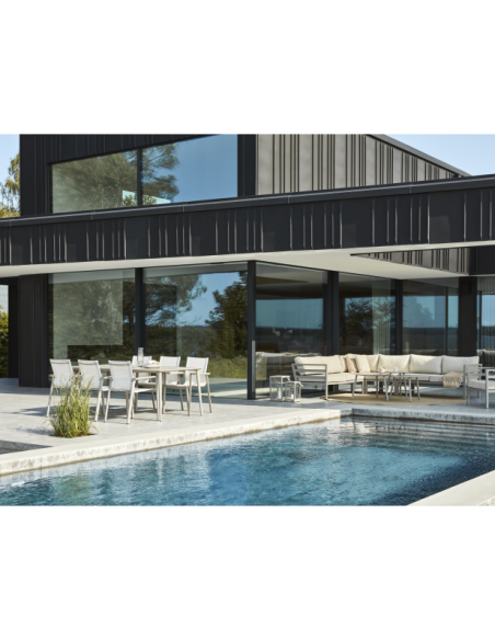 Mesa Exterior NIMES 200x97 cm de Comedor, Aluminio / Caqui - Brafab