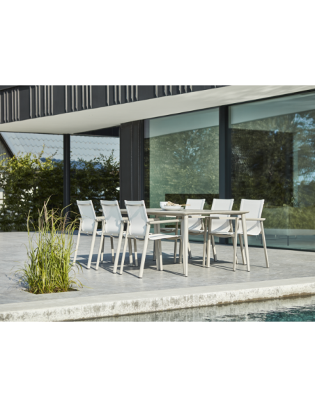 Mesa Exterior NIMES 200x97 cm de Comedor, Aluminio / Caqui - Brafab