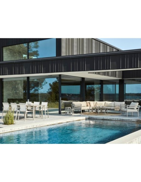 Mesa Exterior NIMES 200x97 cm de Comedor, Aluminio / Caqui - Brafab