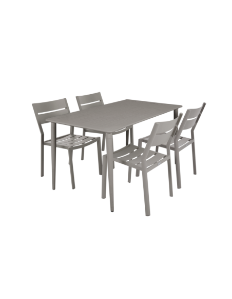 Mesa Exterior NIMES 140x78 cm de Comedor, Aluminio / Caqui - Brafab