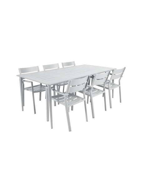 Mesa Exterior NIMES 200x97 cm de Comedor, Aluminio / Blanco - Brafab