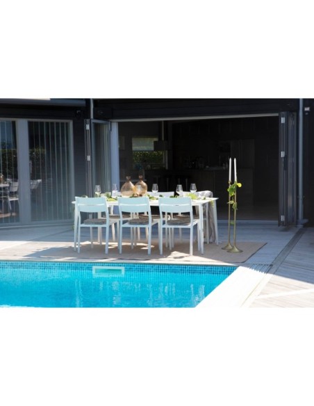 Mesa Exterior NIMES 200x97 cm de Comedor, Aluminio / Blanco - Brafab