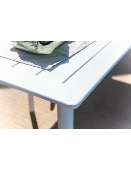 Mesa Exterior NIMES 200x97 cm de Comedor, Aluminio / Blanco - Brafab