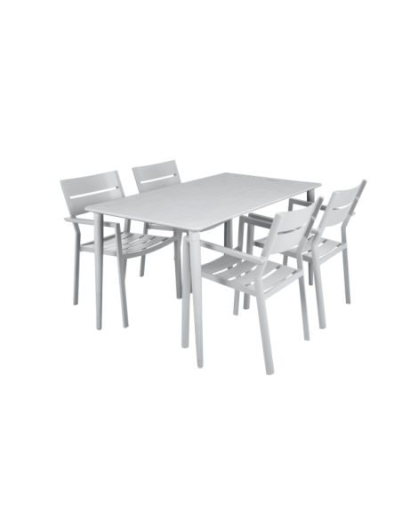 Mesa Exterior NIMES 140x78 cm de Comedor, Aluminio / Blanco - Brafab
