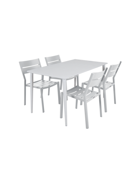 Mesa Exterior NIMES 140x78 cm de Comedor, Aluminio / Blanco - Brafab