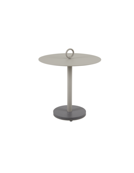 Mesa Auxiliar Exterior NIOBE Ø50 cm, Aluminio, Piedra compuesta / Caqui - Brafab