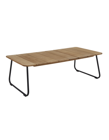 Mesa de Centro Exterior NOLLI 140x70 cm, Aluminio, Madera de Teca / Negro / Teca - Brafab