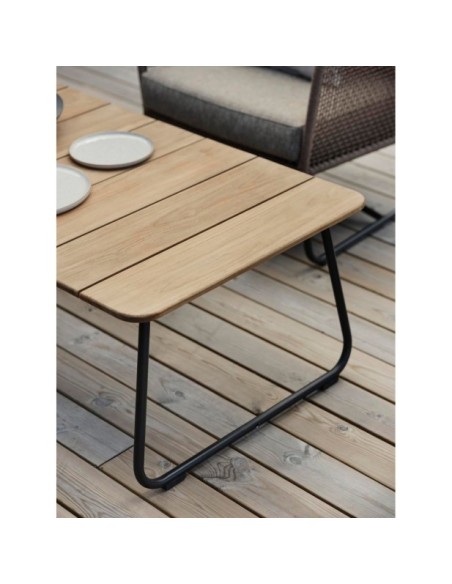 Mesa de Centro Exterior NOLLI 140x70 cm, Aluminio, Madera de Teca / Negro / Teca - Brafab