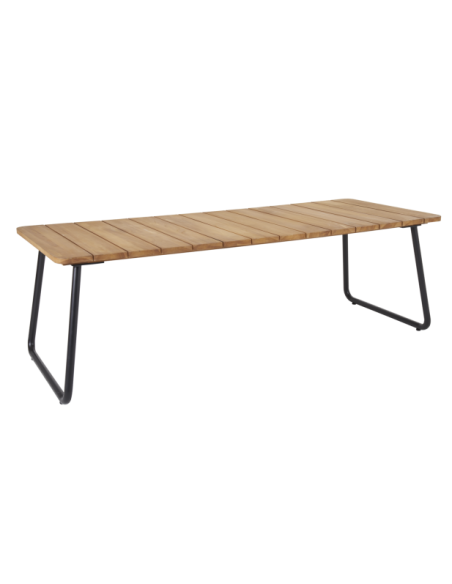 Mesa Exterior NOLLI 225x90 cm de Comedor, Aluminio, Olefina / Negro / Teca - Brafab