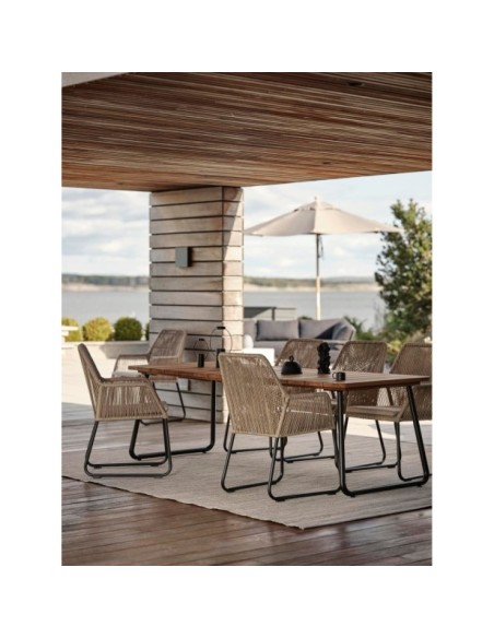 Mesa Exterior NOLLI 225x90 cm de Comedor, Aluminio, Olefina / Negro / Teca - Brafab