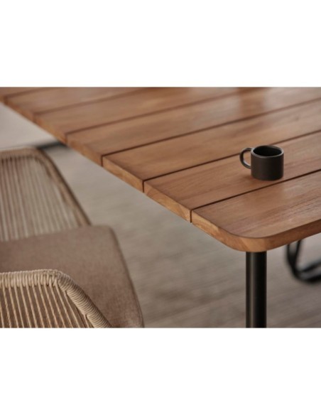 Mesa Exterior NOLLI 225x90 cm de Comedor, Aluminio, Olefina / Negro / Teca - Brafab