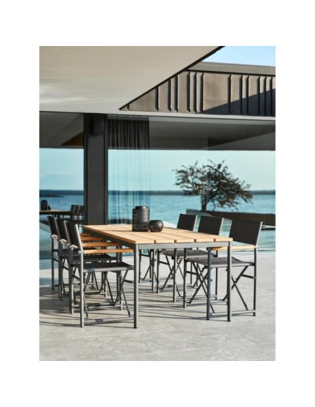 Mesa Exterior NOX 240x90 cm de Comedor, Aluminio, Madera de Teca FSC / Antracita / Natural - Brafab