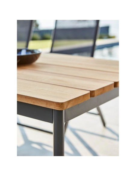 Mesa Exterior NOX 240x90 cm de Comedor, Aluminio, Madera de Teca FSC / Antracita / Natural - Brafab