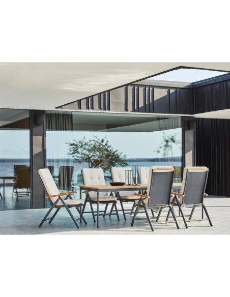 Mesa Exterior NOX 240x90 cm de Comedor, Aluminio, Madera de Teca FSC / Antracita / Natural - Brafab