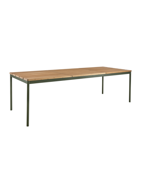 Mesa Exterior NOX 238x90 cm de Comedor, Aluminio, Madera de Bambú / Verde Nórdico / Natural - Brafab