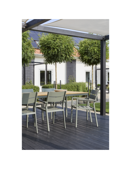 Mesa Exterior NOX 238x90 cm de Comedor, Aluminio, Madera de Bambú / Verde Nórdico / Natural - Brafab