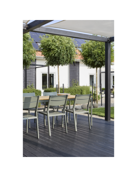 Mesa Exterior NOX 238x90 cm de Comedor, Aluminio, Madera de Bambú / Verde Nórdico / Natural - Brafab