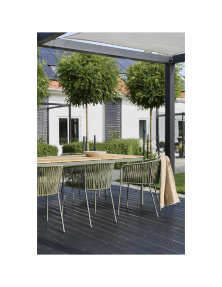 Mesa Exterior NOX 238x90 cm de Comedor, Aluminio, Madera de Bambú / Verde Nórdico / Natural - Brafab