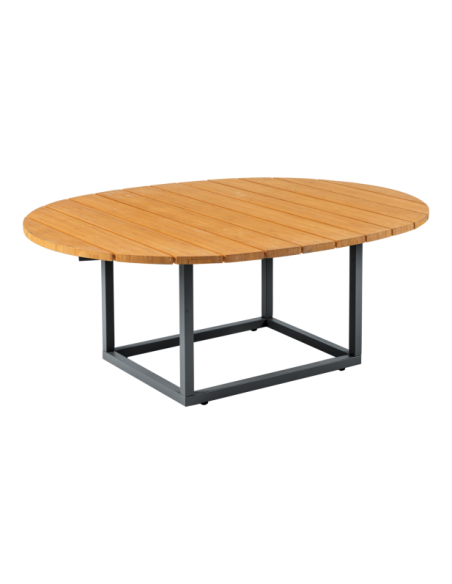 Mesa de Centro Exterior OLIVE 80x110 cm, Aluminio, Madera de Bambú / Antracita / Natural - Brafab