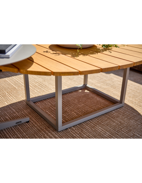 Mesa de Centro Exterior OLIVE 80x110 cm, Aluminio, Madera de Bambú / Caqui / Natural - Brafab