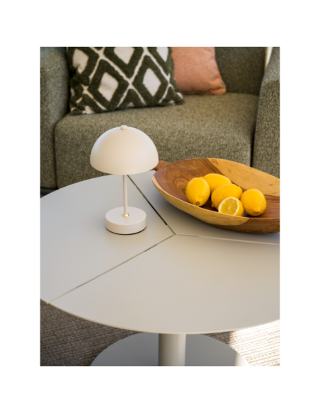 Mesa de Centro Exterior PEACE Ø80 cm, Aluminio / Gris Claro - Brafab