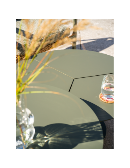 Mesa de Centro Exterior PEACE Ø80 cm, Aluminio / Verde Nórdico - Brafab
