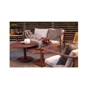 Mesa de Centro Exterior PEACE Ø80 cm, Aluminio / Rojo Zin... 2