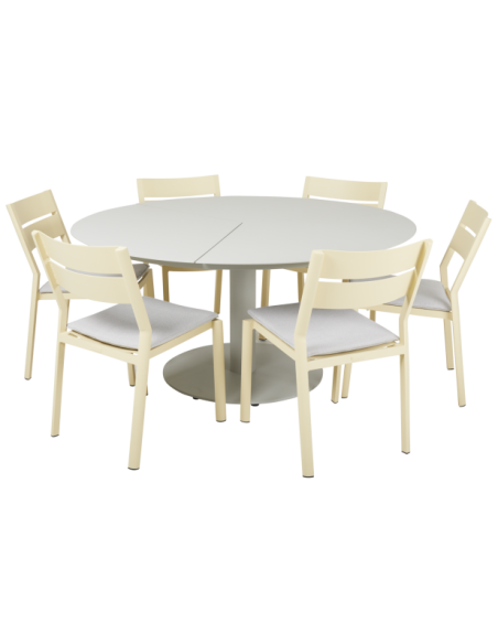 Mesa Exterior PEACE Ø150 cm de Comedor, Aluminio / Gris Claro - Brafab