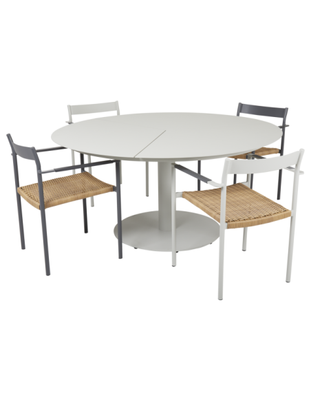 Mesa Exterior PEACE Ø150 cm de Comedor, Aluminio / Gris Claro - Brafab