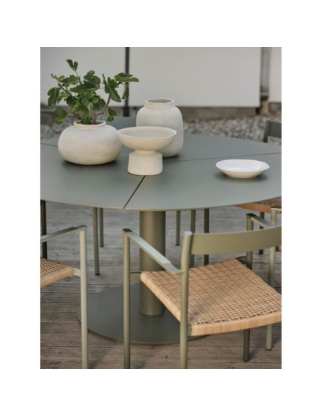 Mesa Exterior PEACE Ø150 cm de Comedor, Aluminio / Verde Nórdico - Brafab