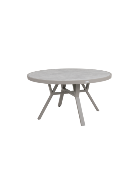 Mesa Exterior SAMVARO Ø140 cm de Comedor, Aluminio, Cristal / Caqui / Arena - Brafab