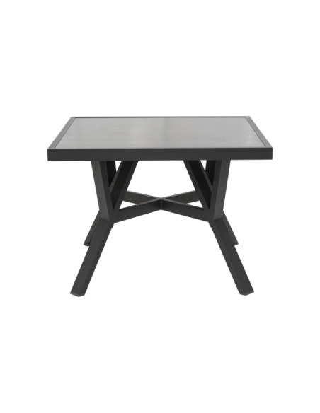 Mesa de Centro Alta Exterior SAMVARO 90x90 cm, Aluminio, Cristal / Antracita - Brafab