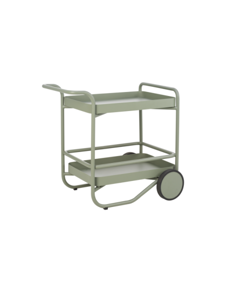 Carrito Exterior TROLLY 88x59 cm, Aluminio / Verde Empolvado - Brafab
