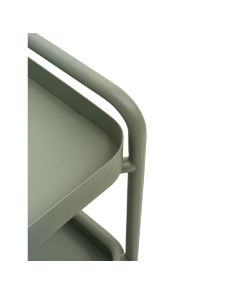 Carrito Exterior TROLLY 88x59 cm, Aluminio / Verde Empolvado - Brafab