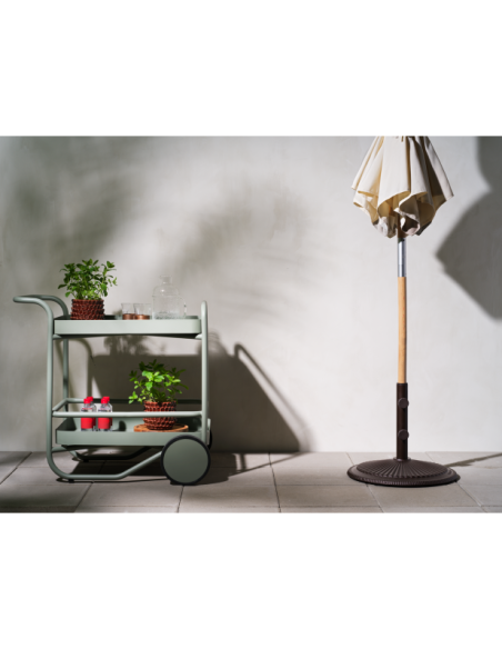 Carrito Exterior TROLLY 88x59 cm, Aluminio / Verde Empolvado - Brafab