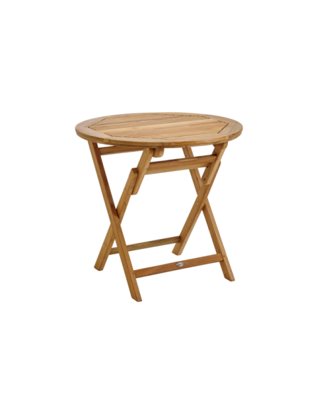 Mesa Plegable Exterior TURIN Ø80 cm de Comedor, Madera de Teca Natural - Brafab