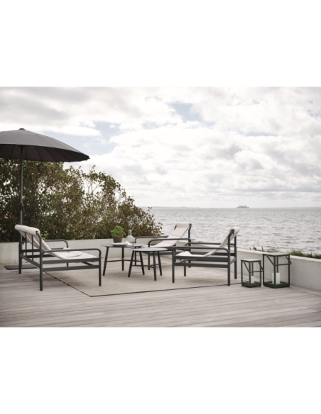 Mesa de Centro Exterior VANNES Ø60 cm, Aluminio / Negro - Brafab