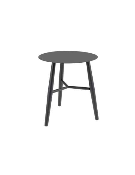 Mesa de Centro Exterior VANNES Ø45 cm, Aluminio / Negro - Brafab