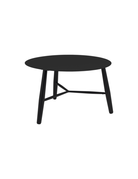 Mesa de Centro Exterior VANNES Ø75 cm, Aluminio / Negro - Brafab