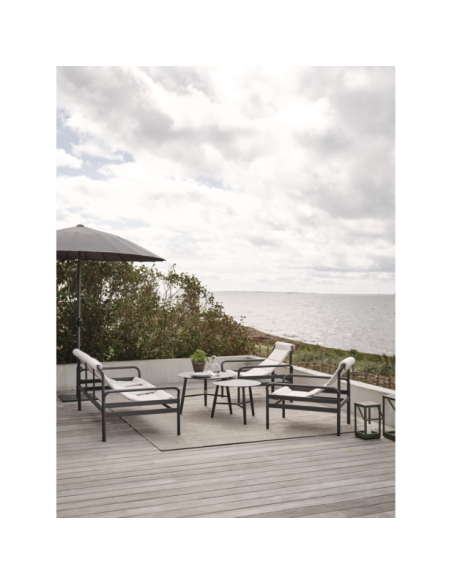 Mesa de Centro Exterior VANNES Ø75 cm, Aluminio / Negro - Brafab