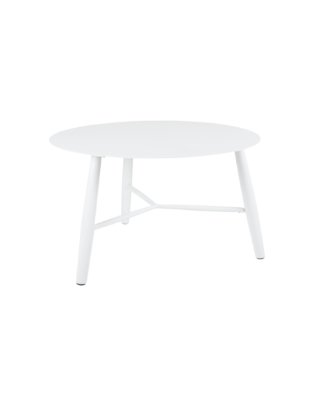 Mesa de Centro Exterior VANNES Ø75 cm, Aluminio / Blanco - Brafab