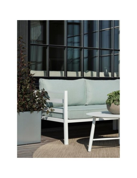 Mesa de Centro Exterior VANNES Ø75 cm, Aluminio / Blanco - Brafab