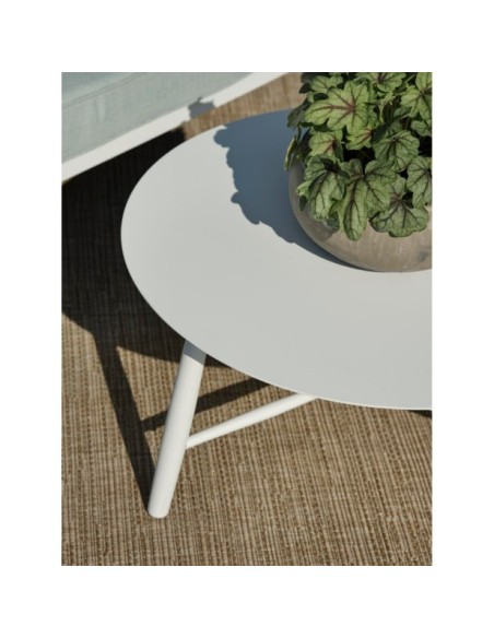 Mesa de Centro Exterior VANNES Ø75 cm, Aluminio / Blanco - Brafab