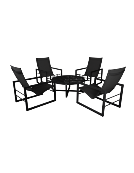 Mesa de Centro Exterior VEVI Ø100 cm, Aluminio / Negro - Brafab